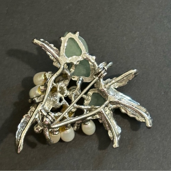 Vintage Jade and real pearl pendant/brooch - Picture 8 of 9